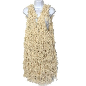 Blu Pepper Sweater Vest Size Medium Off White Shag Open